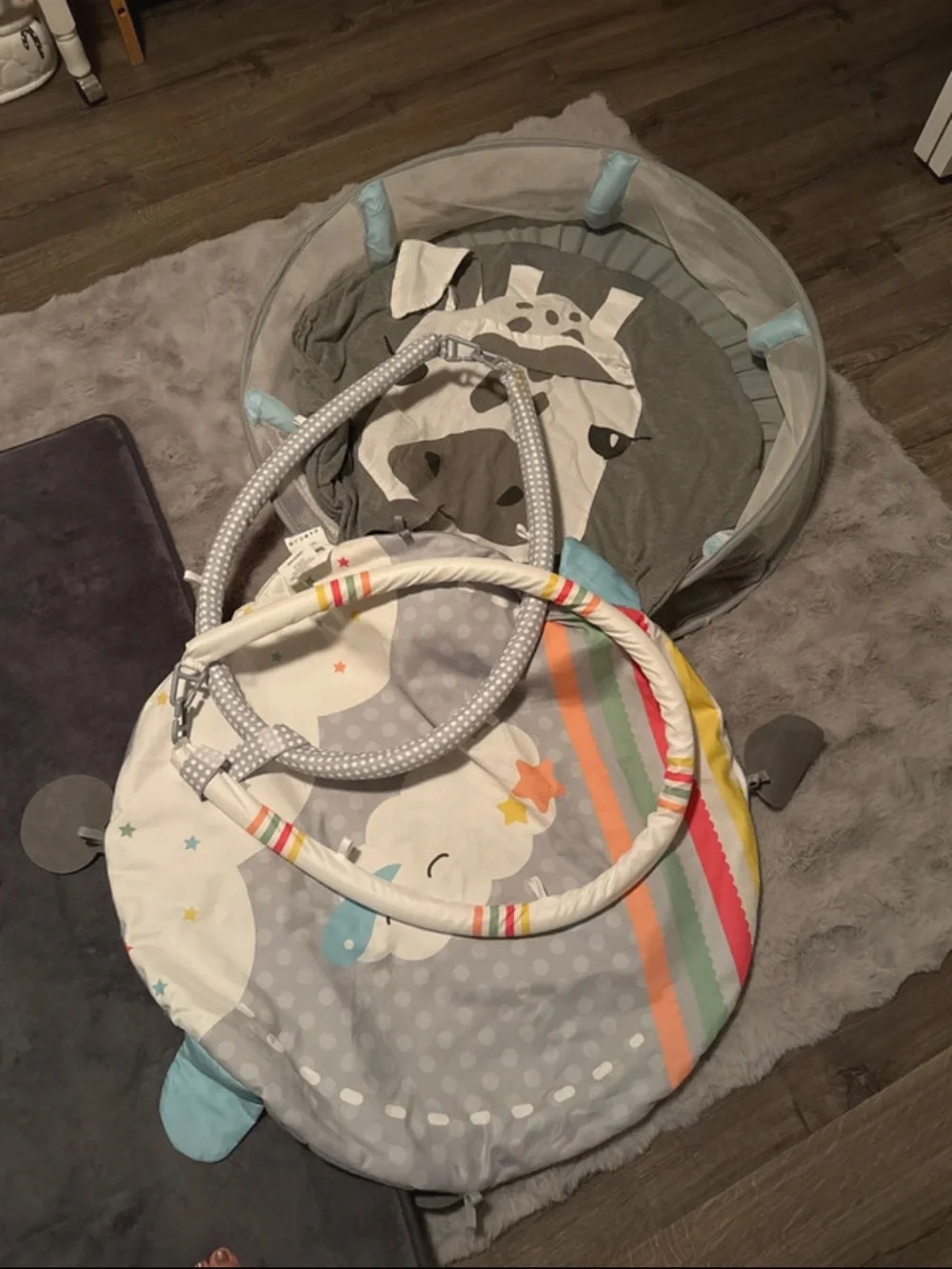 Unbranded Grey Rainbow Cloud tummy time Play Mat for Kids